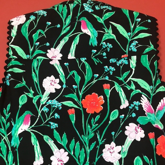 Kate Spade Jardin Poplin Peplum Hummingbird Top Size XS - Picture 7 of 14